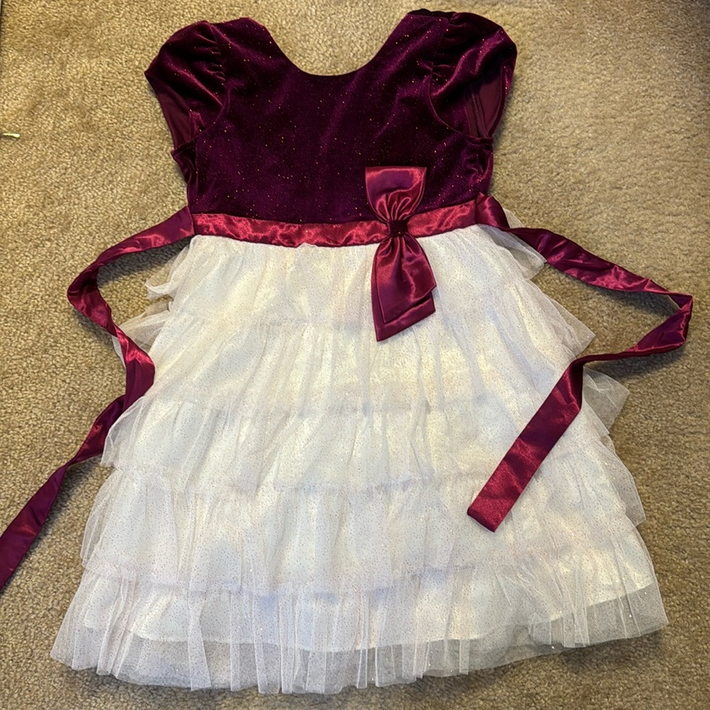 Jona Michelle Girls Velvet Sparkly Short Sleeve Dress